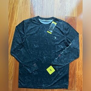 Men spyder black swim sun sand rashguard shirt small long sleeve